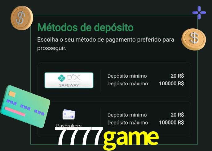 O cassino 7777game oferece uma grande variedade de métodos de pagamento